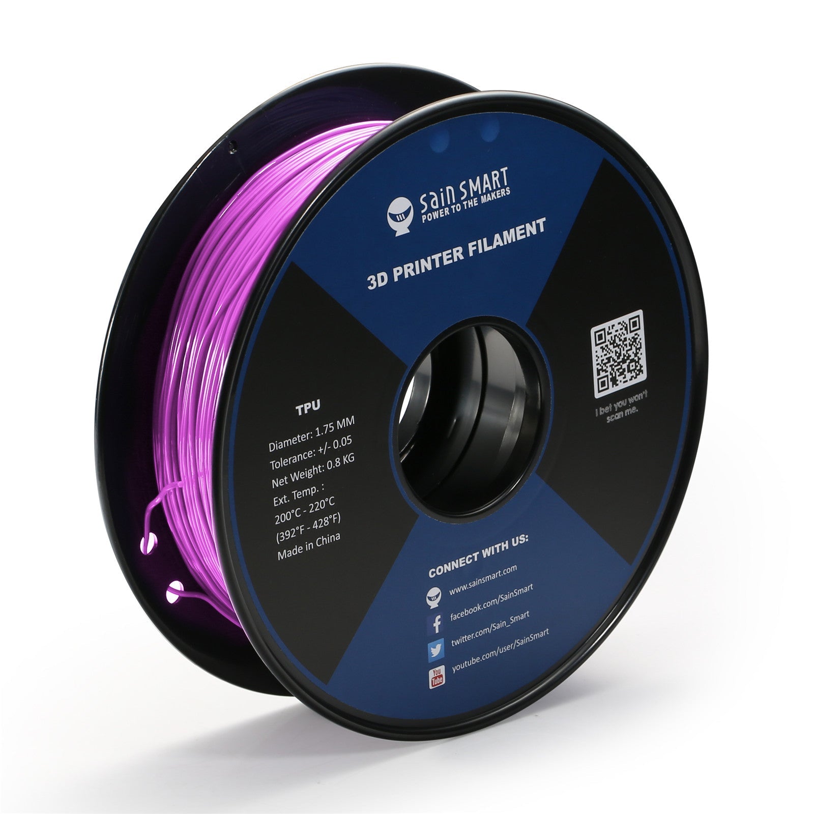Neon Magenta, Cyberpunk Color TPU 1.75mm Filament 0.8kg/1.76lb SainSmart.com