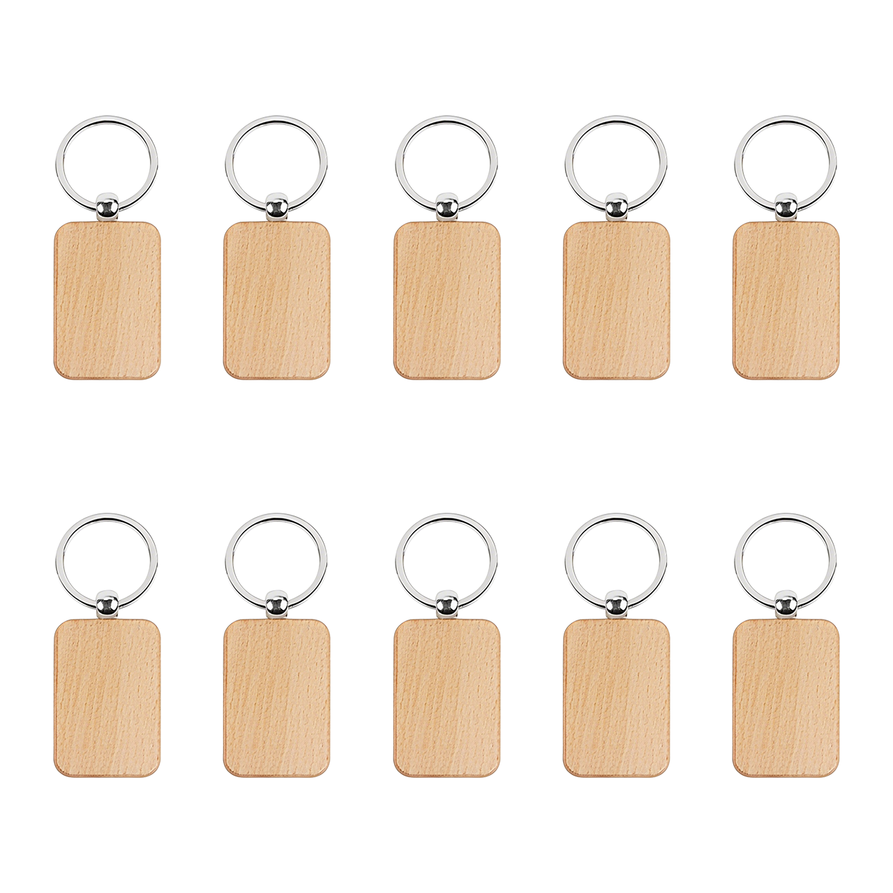 ComMarker Rectangular Wooden Keychain (10pcs)