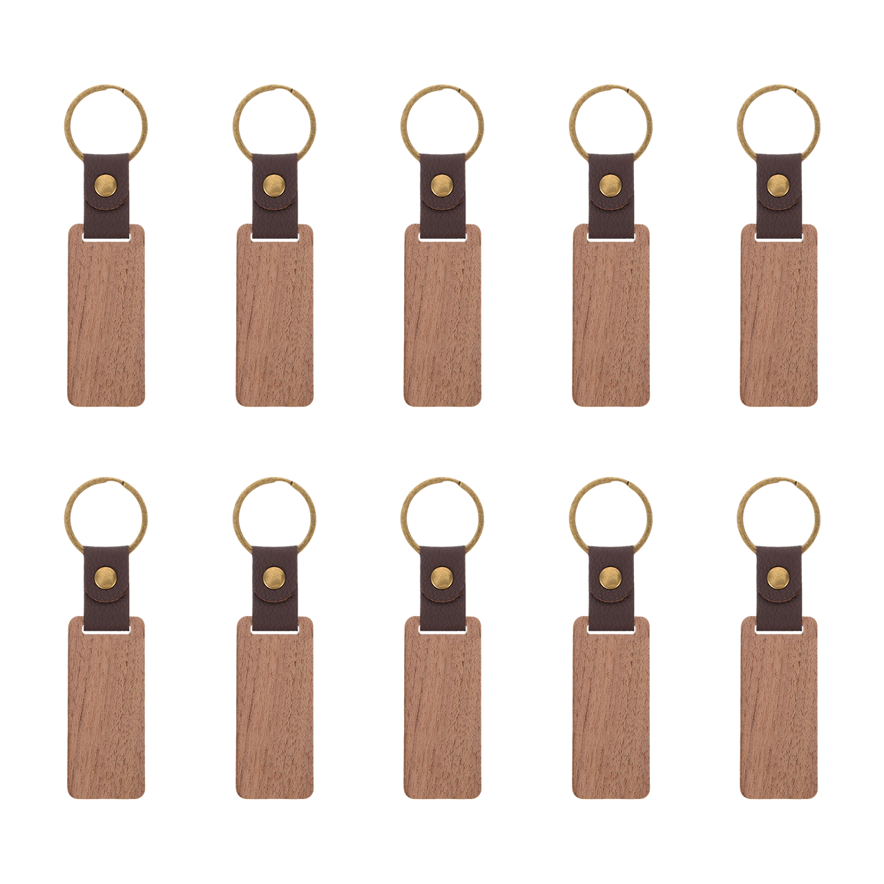 ComMarker Rectangular Walnut Keychain (10pcs)