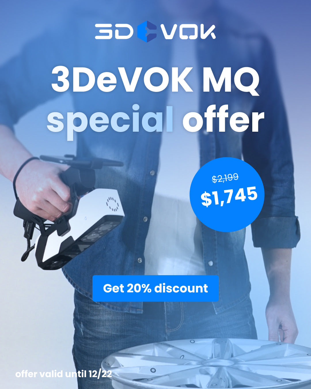 3DeVOK MQ Professional Color 3D Scanner – Wireless, Marker-Free, High-Fidelity