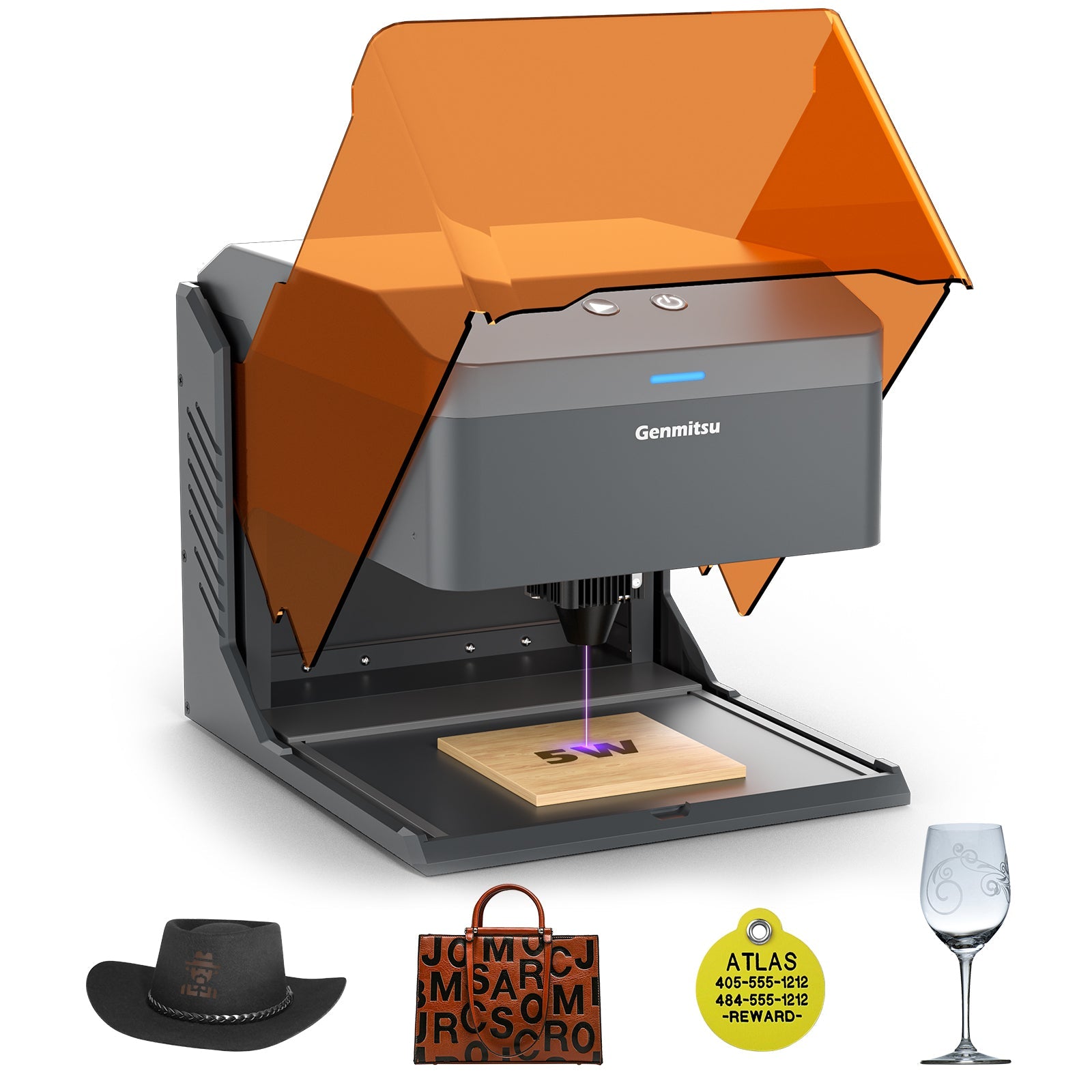 Kiosk Laser Engraver Machine, Compact, Open-to-use, 2.5W/5W/10W, Home Laser Cutter with Acrylic Enclosure SainSmart.com