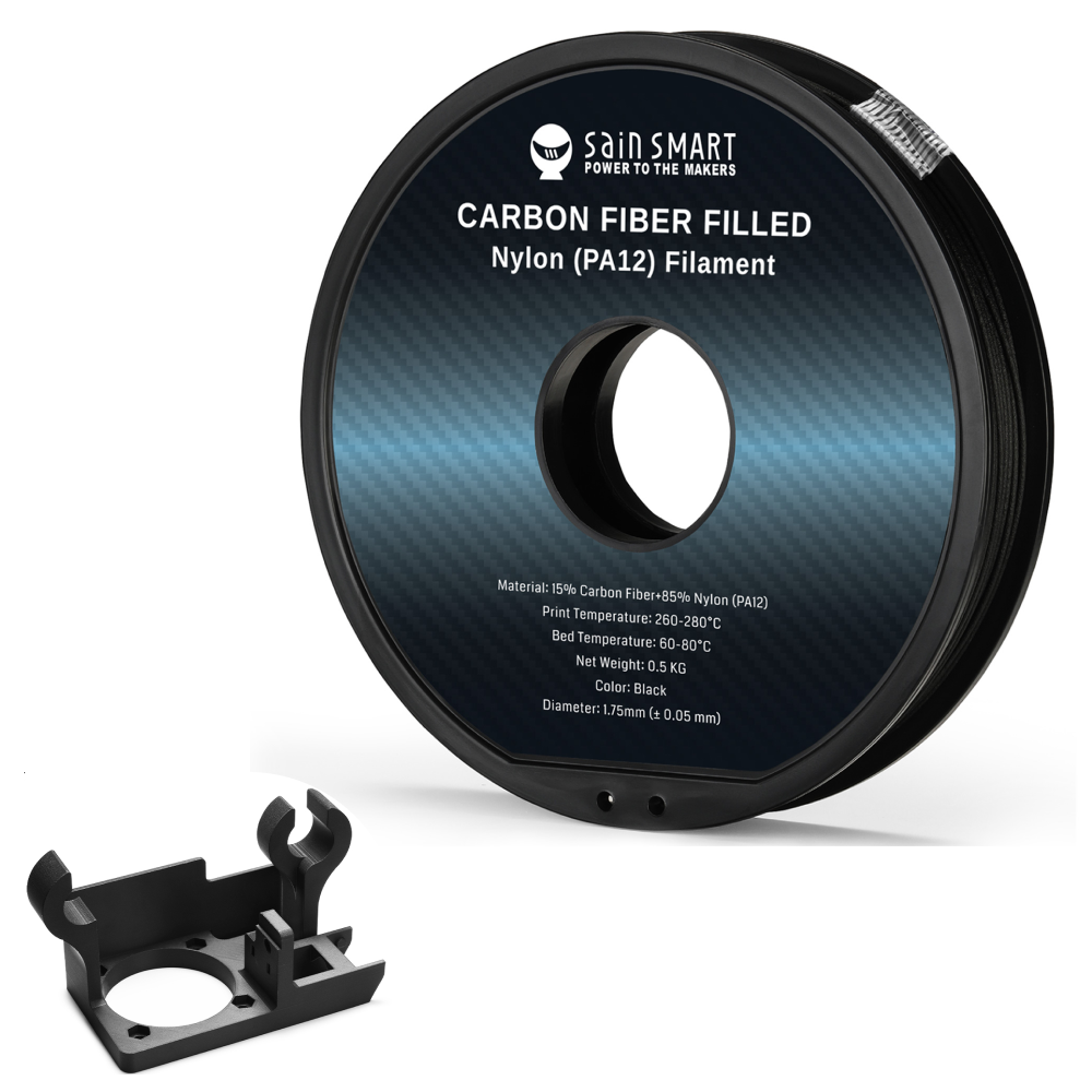 ePA12-CF 1.75mm Carbon Fiber Nylon Filament, 0.5kg, Accuracy +/- 0.05 mm, Black SainSmart.com