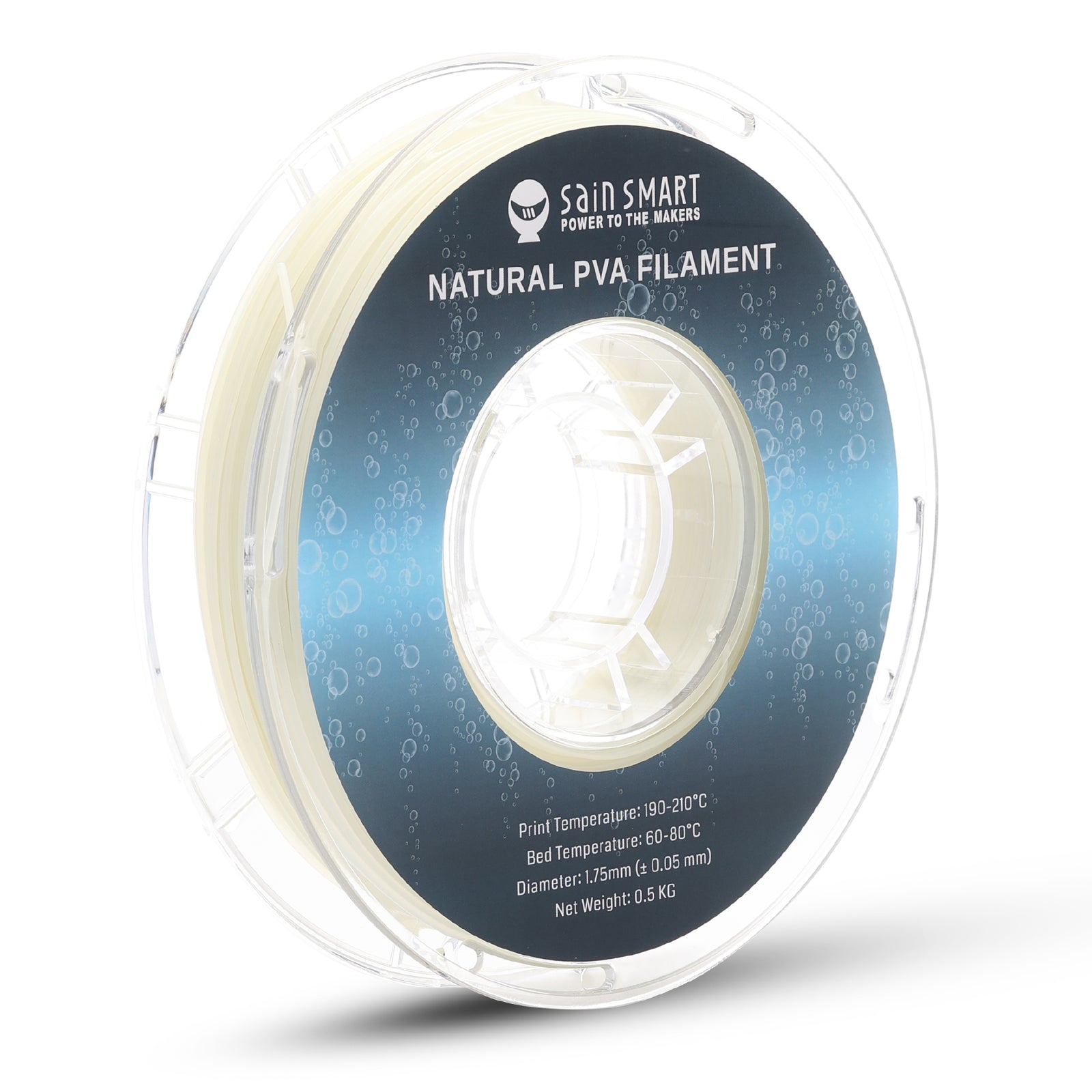 Natural PVA Dissolvable Filament, Water Soluble Support 1.75mm, 0.5kg/1.1lbs, Accuracy +/- 0.05mm SainSmart.com