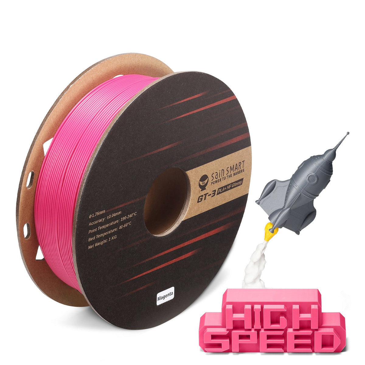 SainSmart GT-3 High-Speed Glossy PLA+ Filament – 1.75mm, 1kg (2.2 lb) SainSmart.com