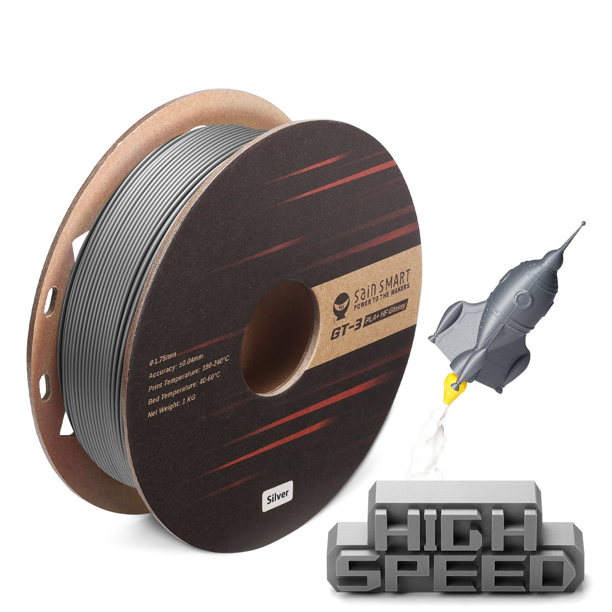 SainSmart GT-3 High-Speed Glossy PLA+ Filament – 1.75mm, 1kg (2.2 lb) SainSmart.com