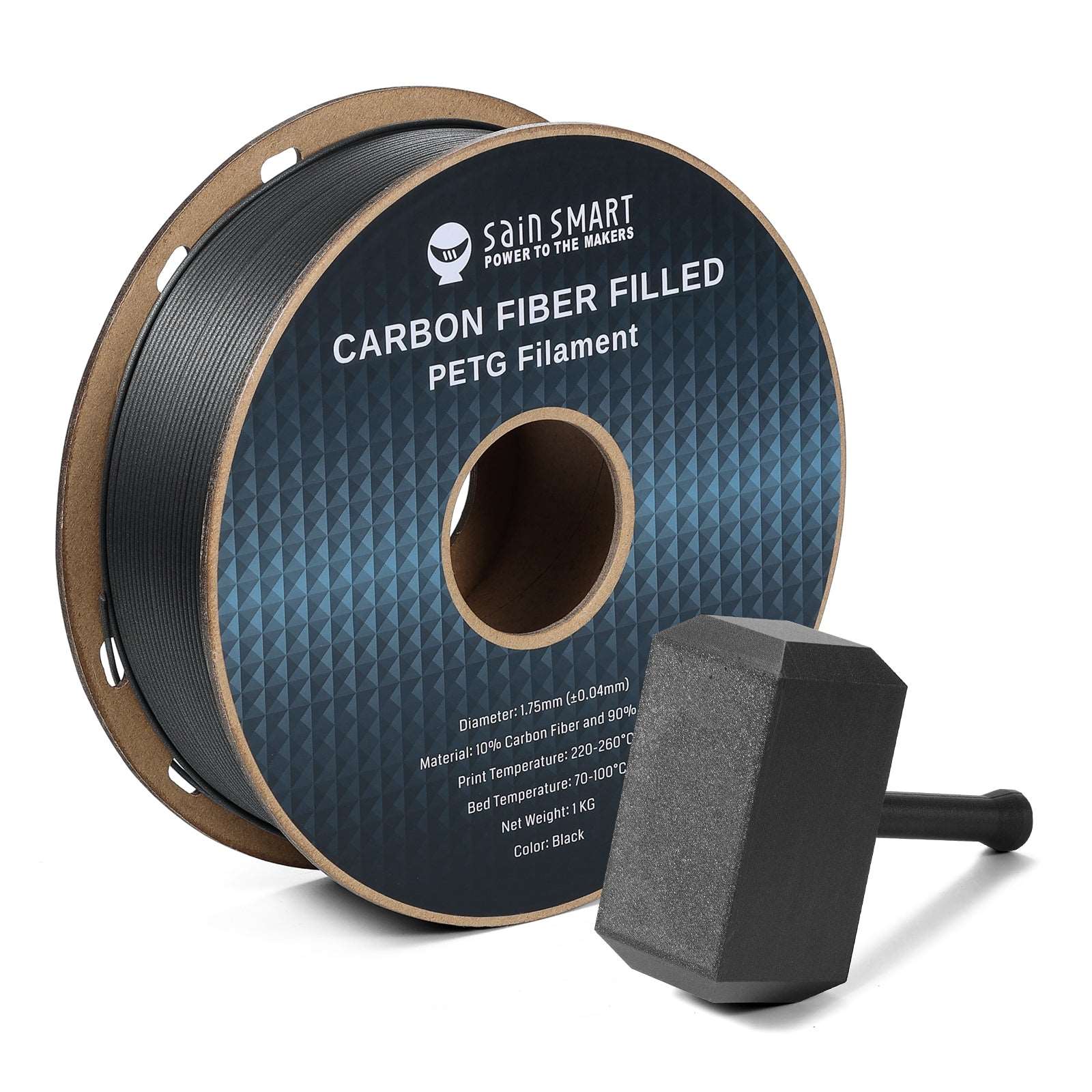Black, Bronze Carbon Fiber PETG Filament, 1.75mm, Accuracy +/-0.04mm 1KG (2.2lbs) SainSmart.com
