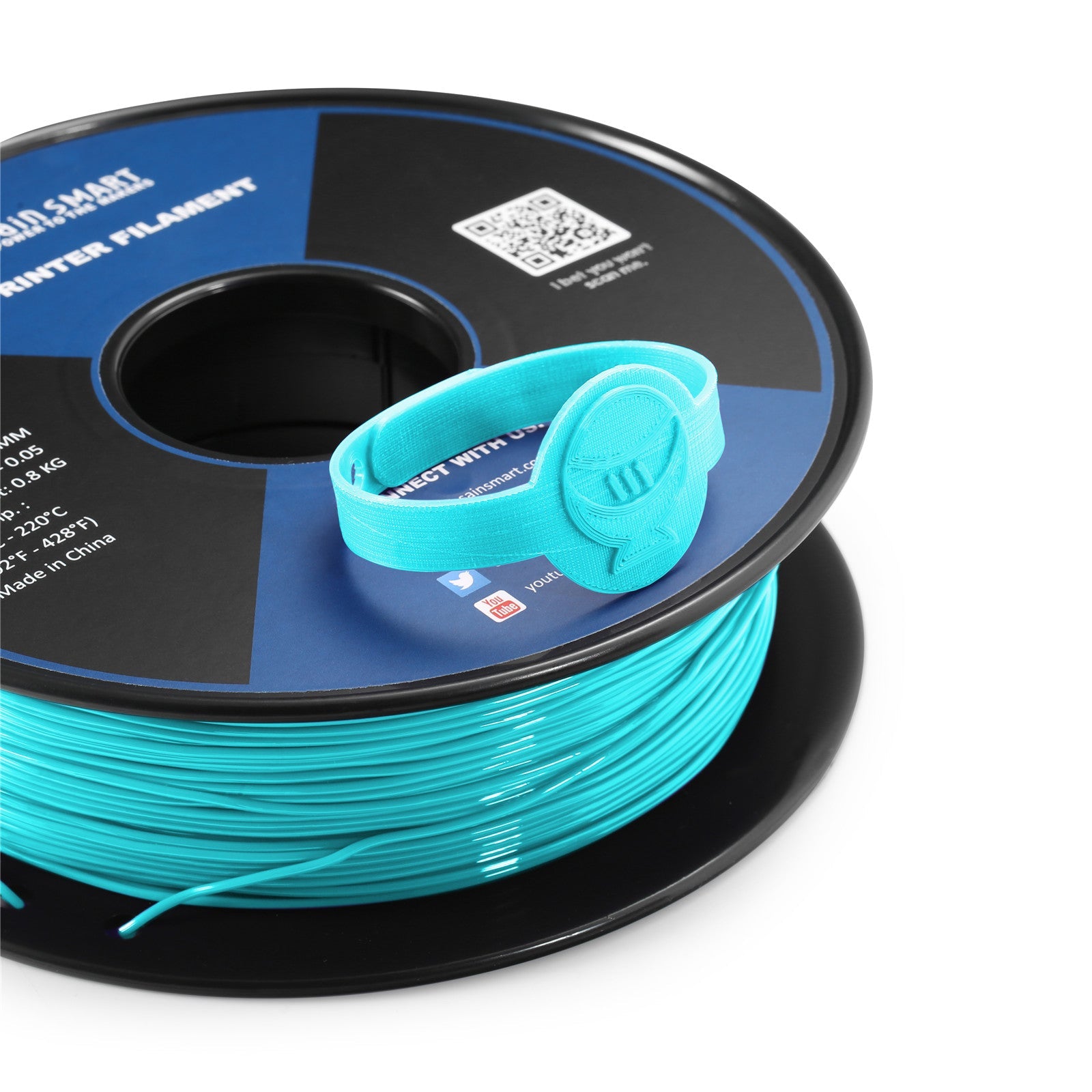 Neon Cyan, Cyberpunk Color TPU Filament 1.75mm 0.8kg/1.76lb SainSmart.com