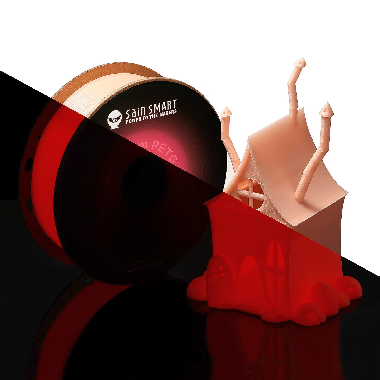 Glow-in-the-dark Red 1.75mm PRO-3 PETG Filament, 1kg SainSmart.com