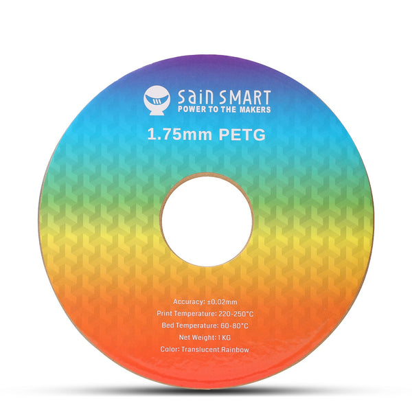 SainSmart PRO-3 Translucent Rainbow PETG Filament – 1.75mm, 1kg (2.2 lb) SainSmart.com
