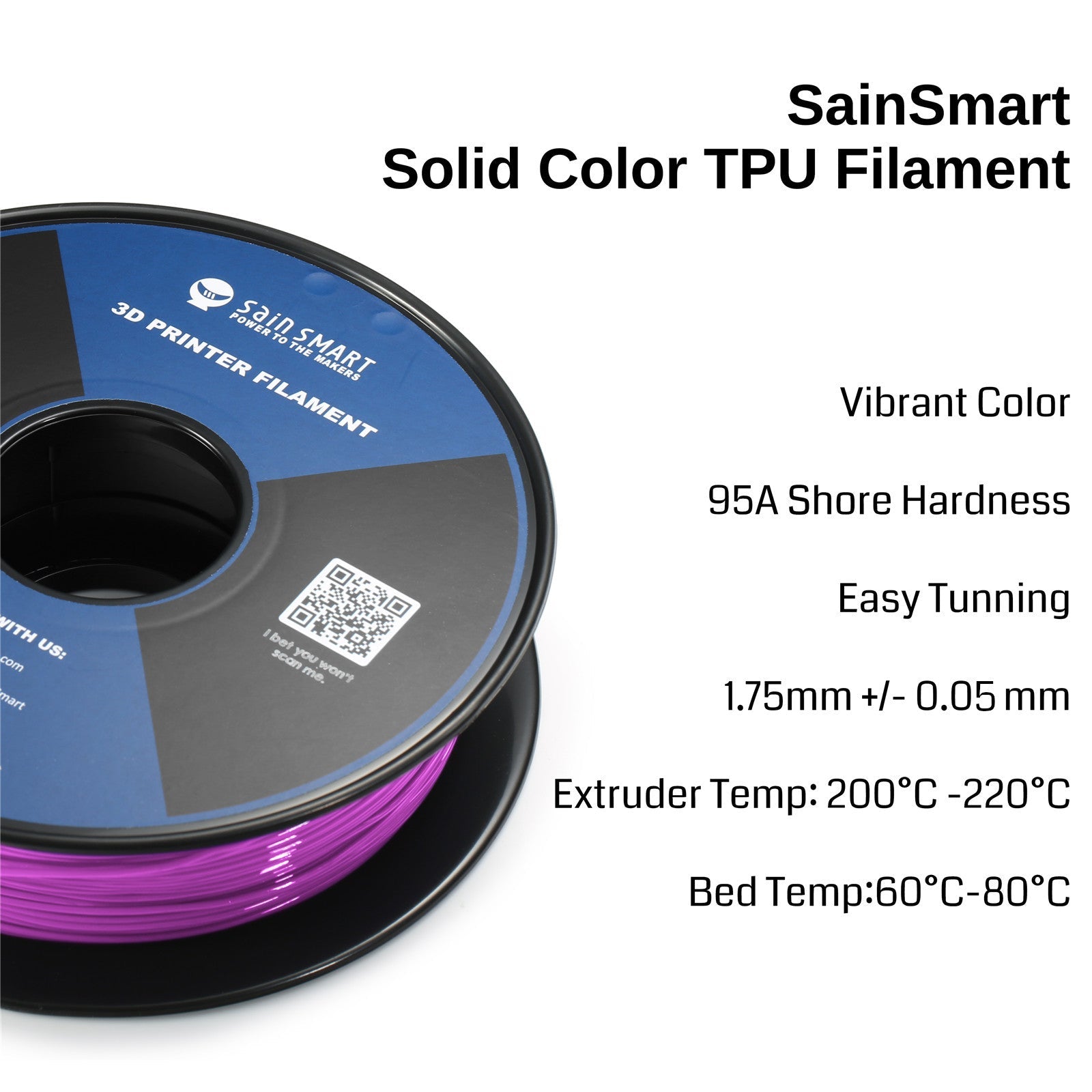 Neon Magenta, Cyberpunk Color TPU 1.75mm Filament 0.8kg/1.76lb SainSmart.com