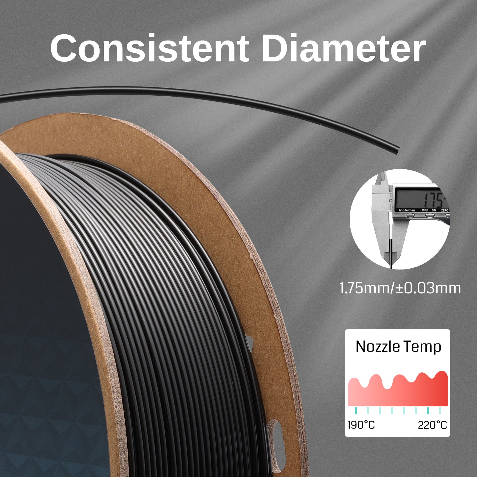 GT-3 High Speed PLA-Lite Filament 1.75mm, 1KG, ±0.03mm, Black/White SainSmart.com