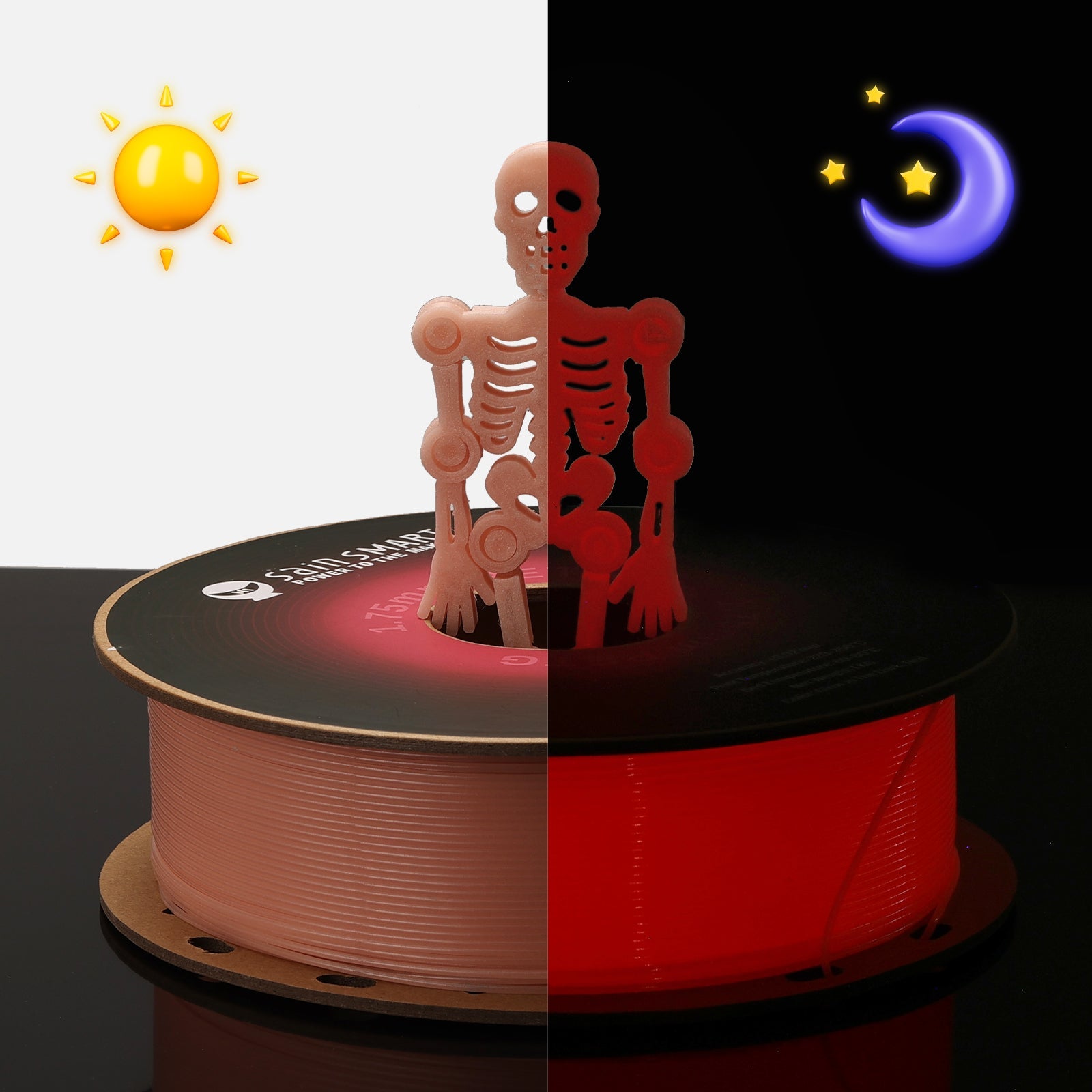 Glow-in-the-dark Red 1.75mm PRO-3 PETG Filament, 1kg SainSmart.com