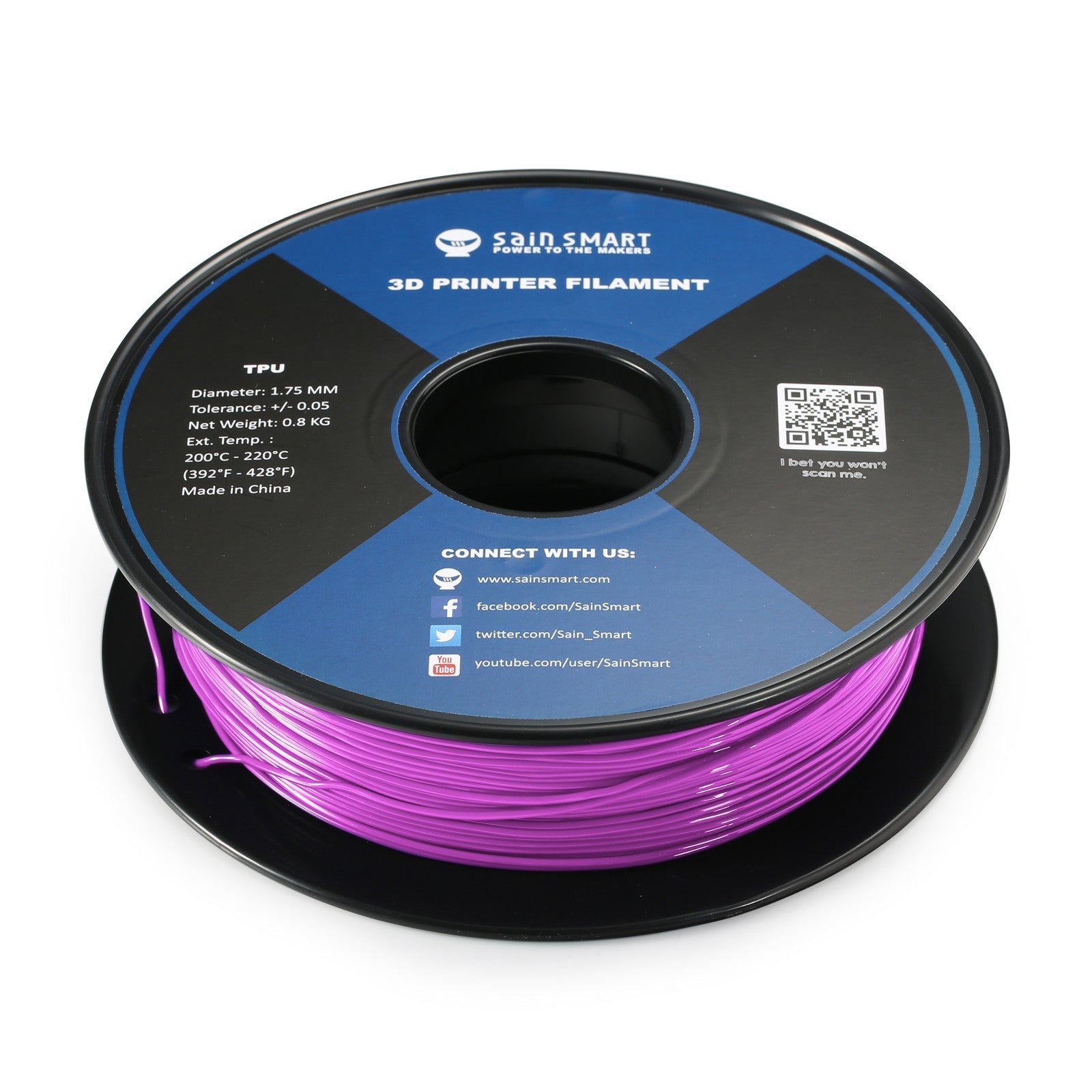 Neon Magenta, Cyberpunk Color TPU 1.75mm Filament 0.8kg/1.76lb SainSmart.com