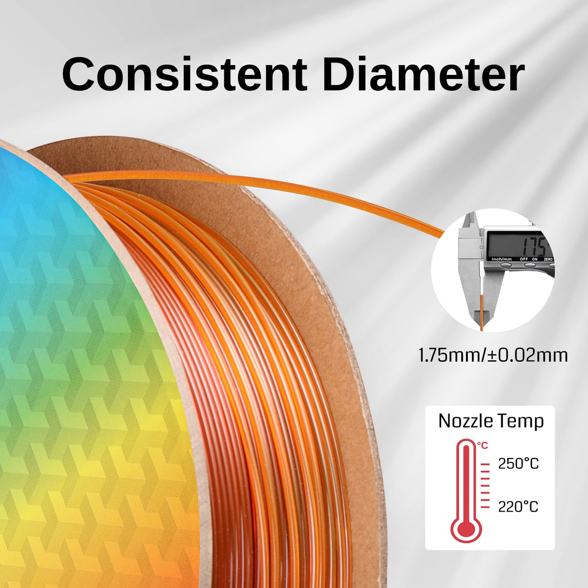 SainSmart PRO-3 Translucent Rainbow PETG Filament – 1.75mm, 1kg (2.2 lb) SainSmart.com