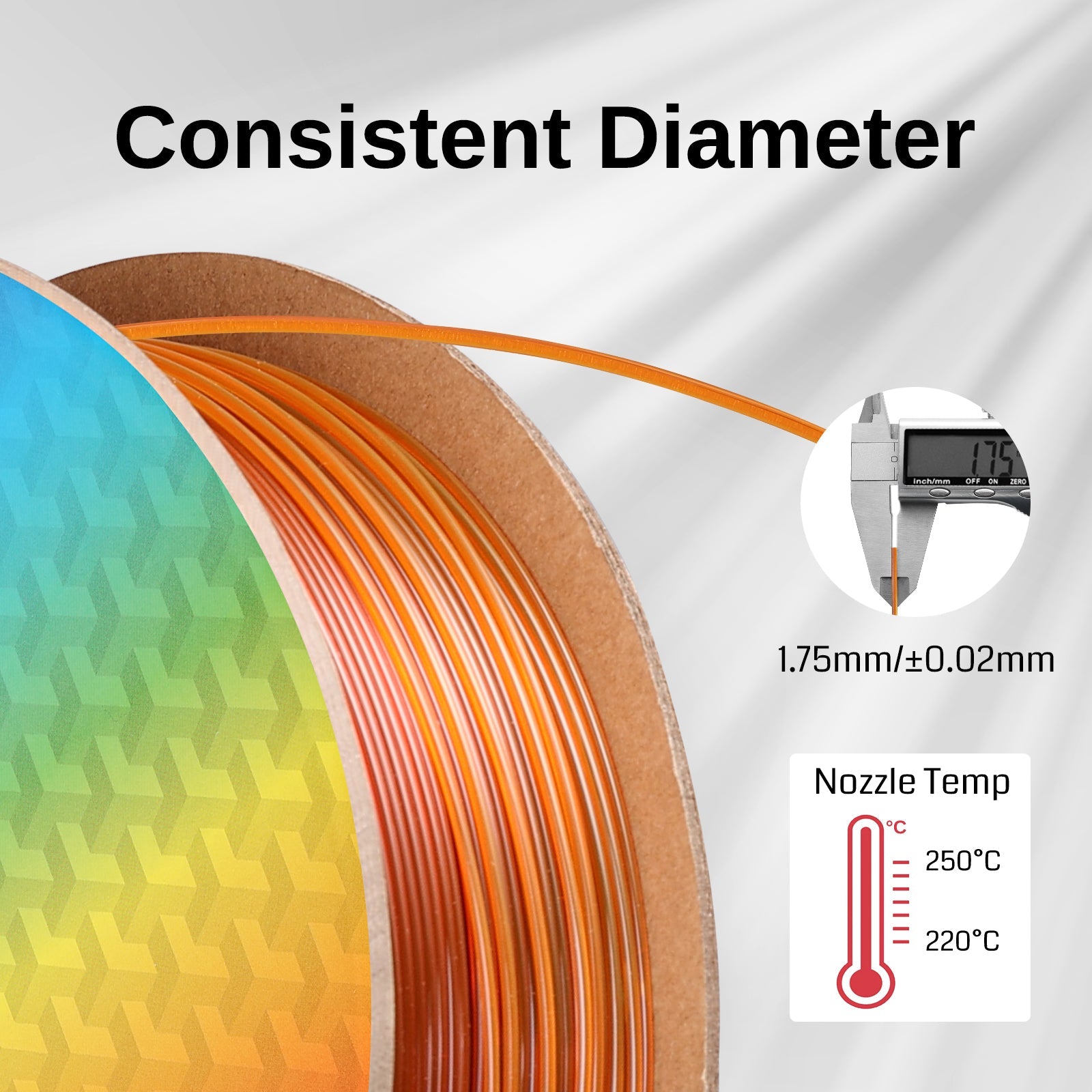Translucent Rainbow, 1.75mm PRO-3 PETG Filament, 1kg SainSmart.com