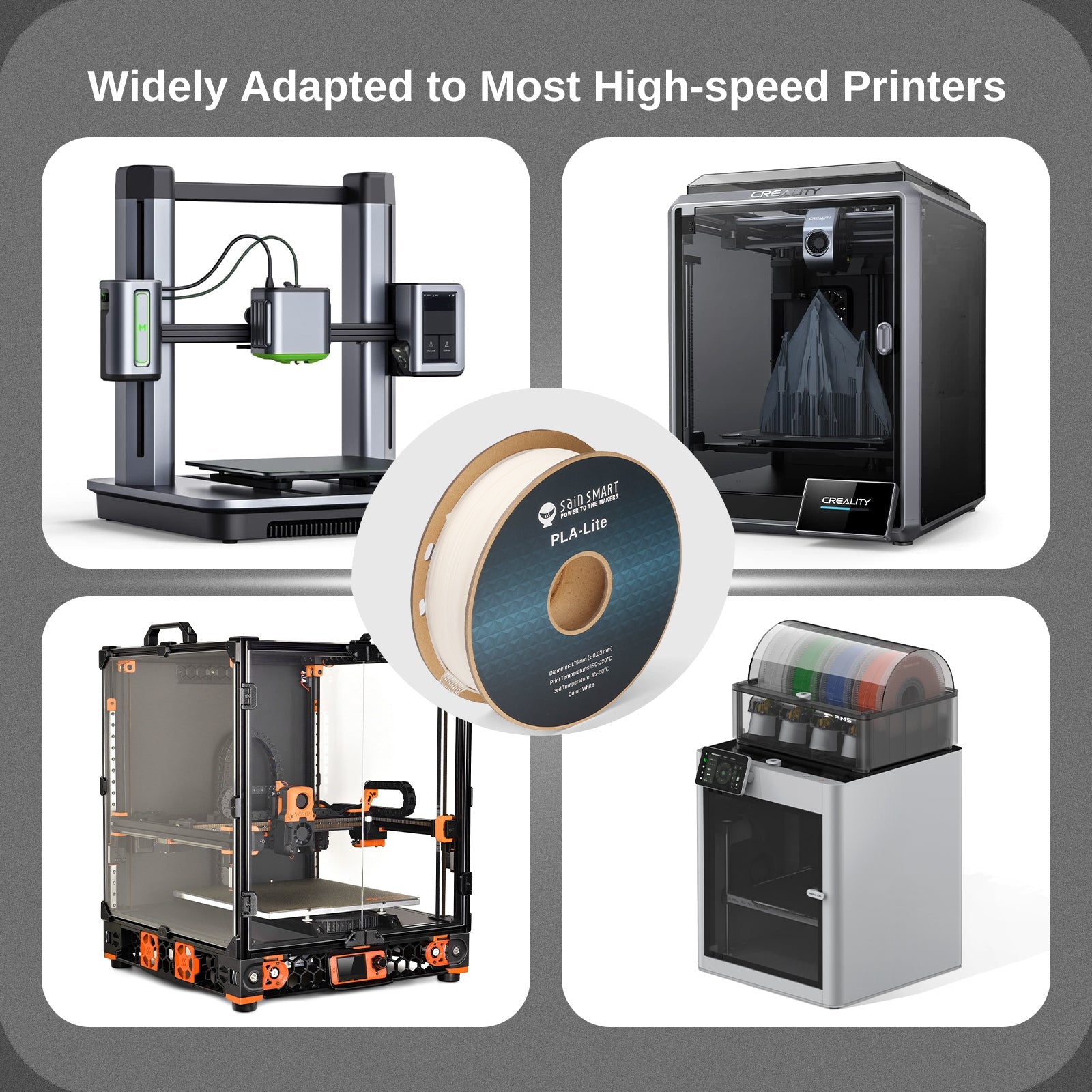 GT-3 High Speed PLA-Lite Filament 1.75mm, 1KG, ±0.03mm, Black/White SainSmart.com