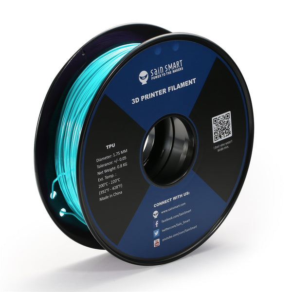 SainSmart Neon Cyan Cyberpunk TPU Filament – 1.75mm, 0.8kg (1.76 lb), 95A Shore Hardness SainSmart.com