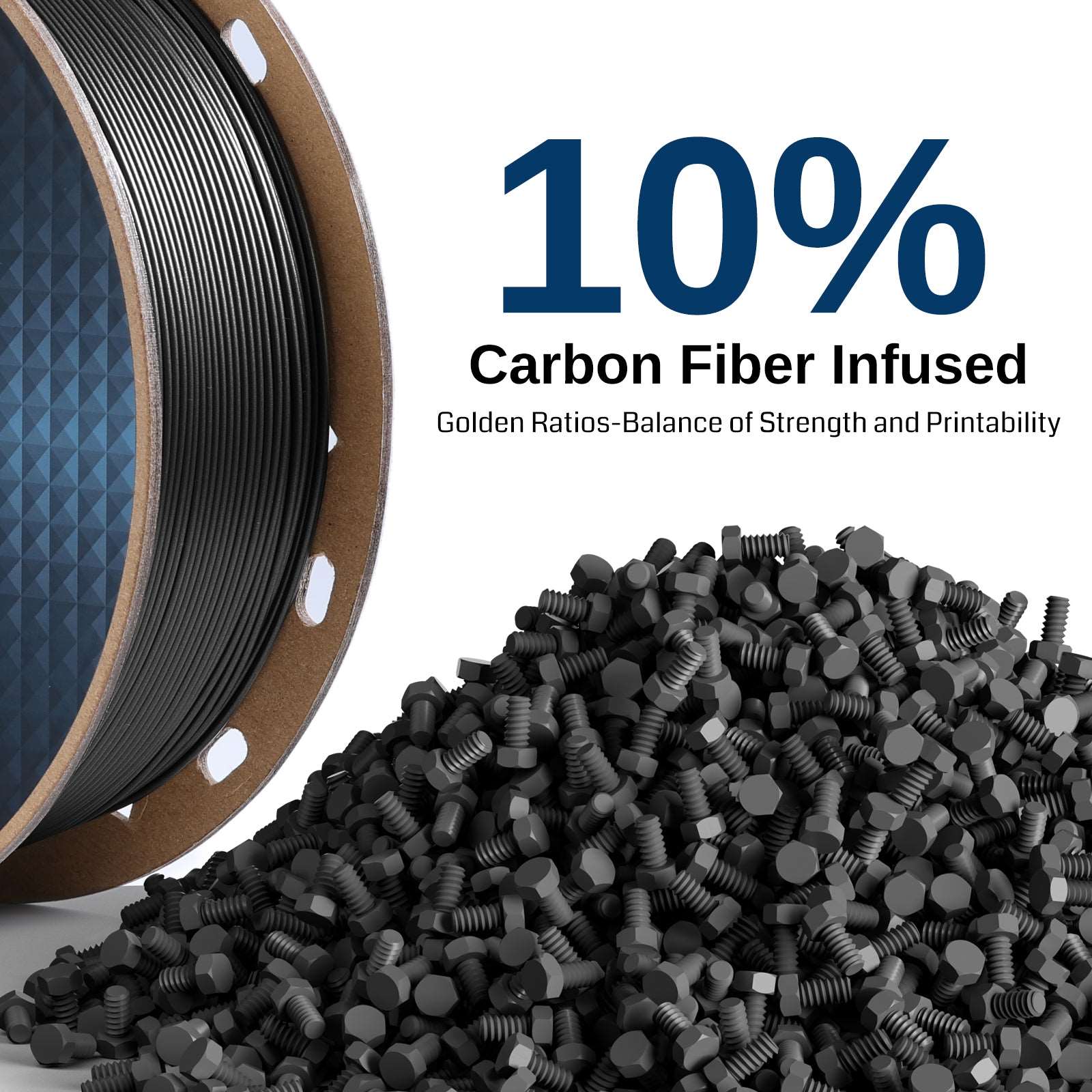 Carbon Fiber ASA Filament, 1.75mm Black, UV & Weather Resistant, Fit for Outdoor Functional Parts, 1kg, Accuracy +/- 0.04 mm SainSmart.com