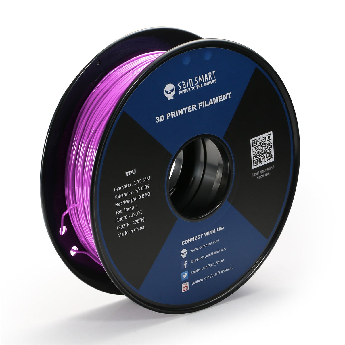 SainSmart Neon Magenta TPU Filament – 1.75mm, 0.8kg (1.76 lb), 95A Shore Hardness SainSmart.com