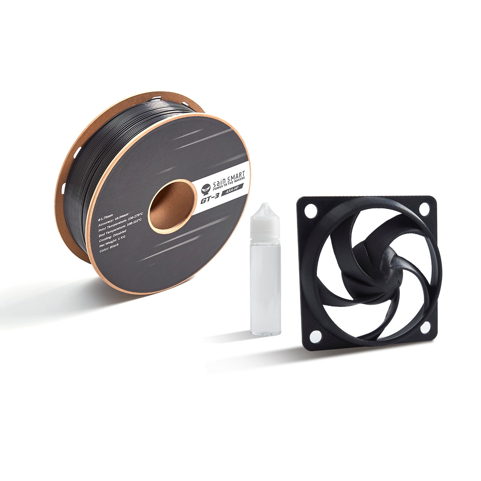 GT-3 High-Speed ASA Filament, 1.75mm Black, UV & Weather Resistant, Fit for Outdoor Functional Parts, 1kg, Accuracy +/- 0.04 mm SainSmart.com