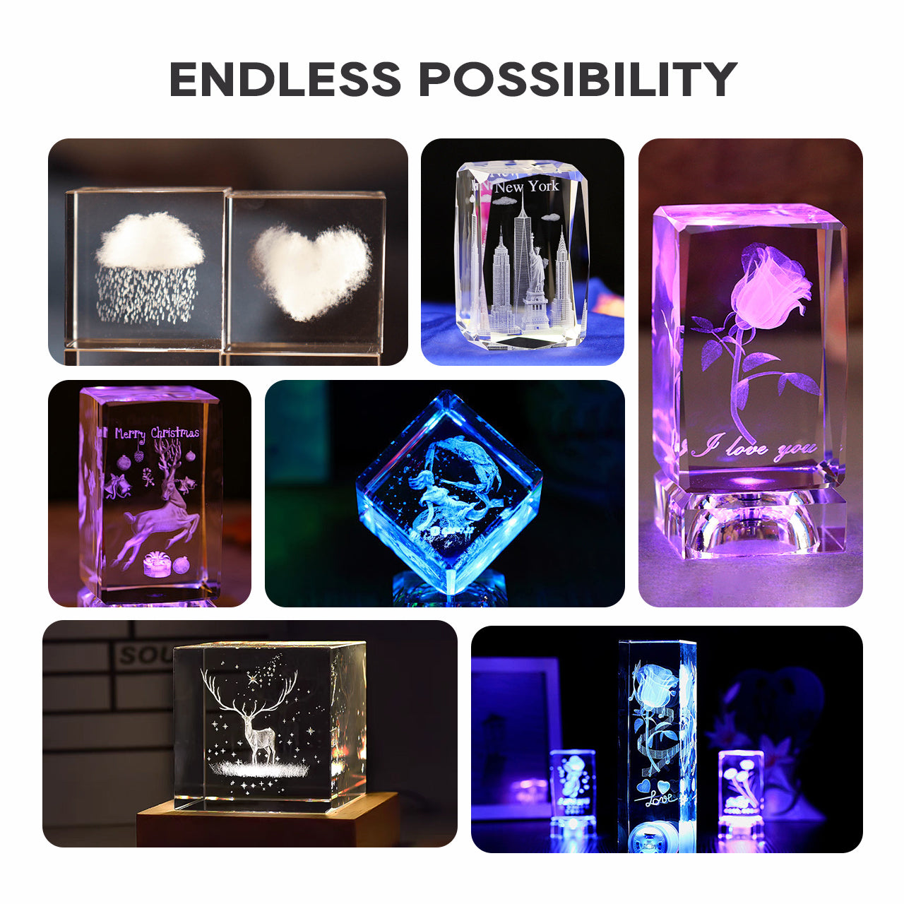 ComMarker 50×50×50mm K9 Crystal Cube