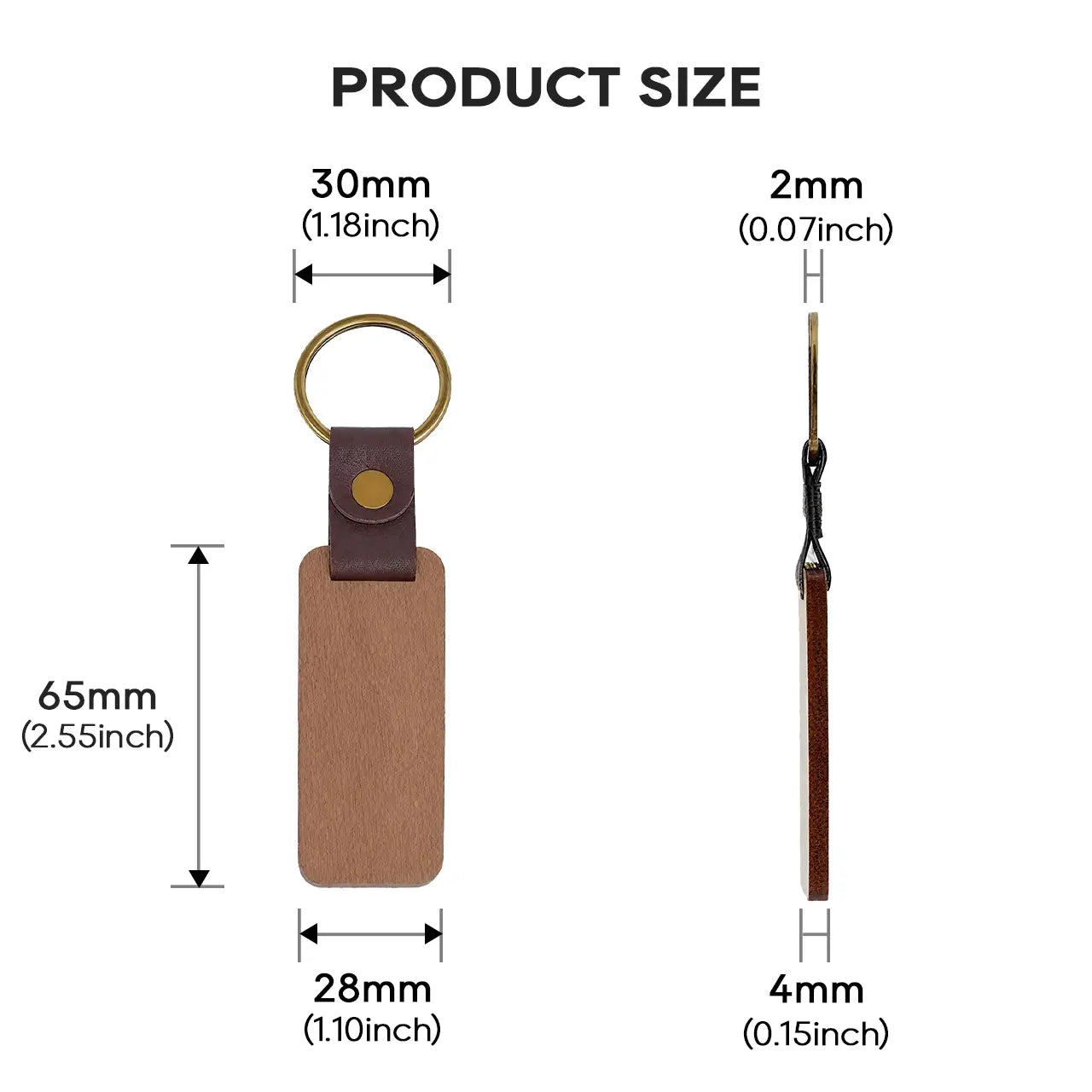 ComMarker Rectangular Walnut Keychain (10pcs)