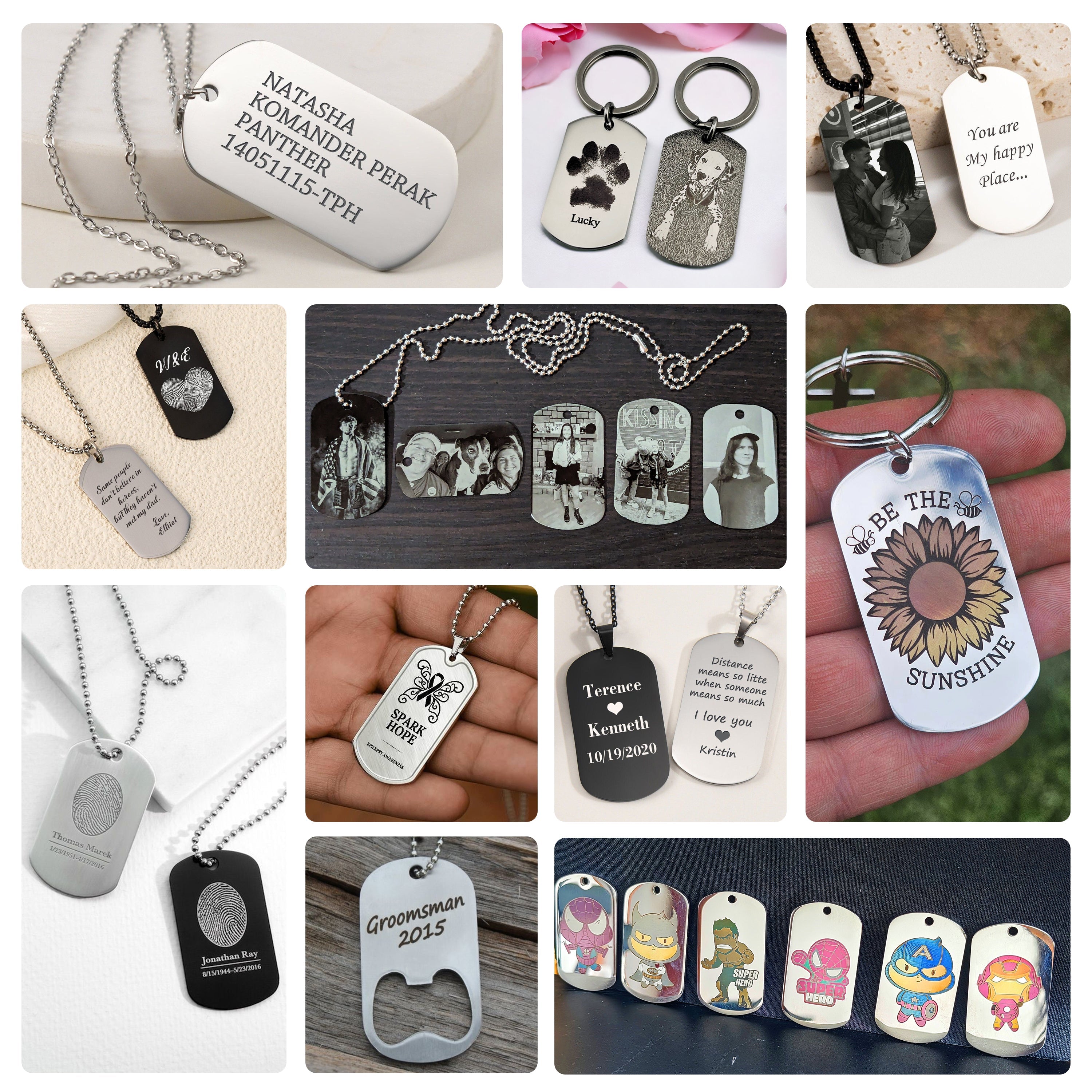 ComMarker Mirror Stainless Steel Pendants (10pcs)