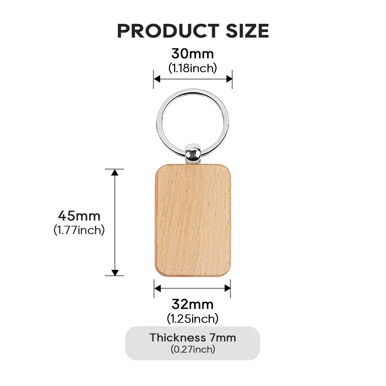 ComMarker Rectangular Wooden Keychain (10pcs)