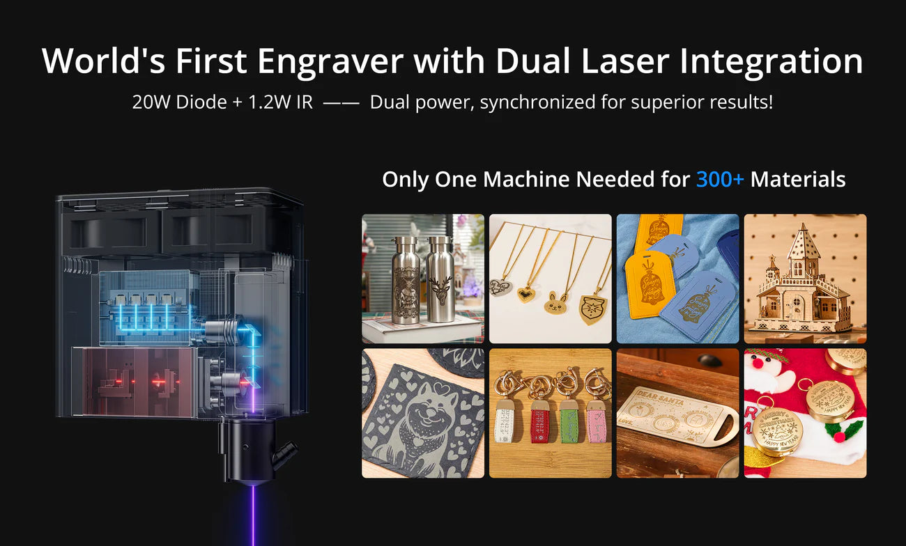 AtomStack - Kraft Dual-laser Engraver 20W Diode + 1.2W IR