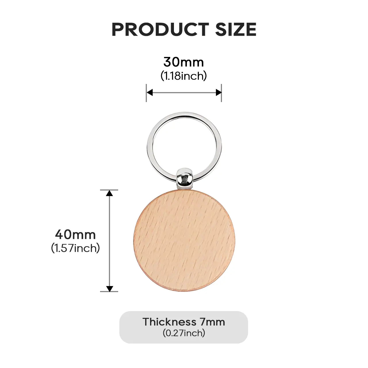 ComMarker Round Wooden Keychain (10pcs)