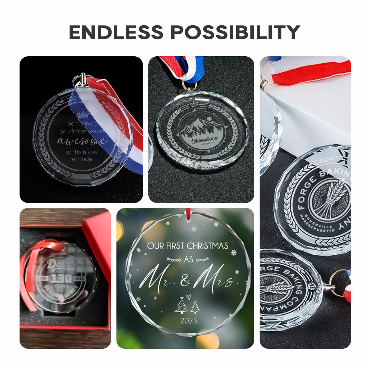 ComMarker Blank Glass Medal (3pcs)