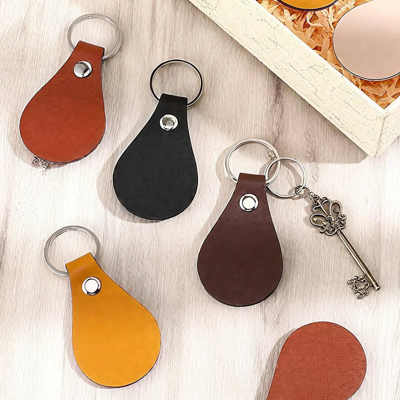 ComMarker Dark Red PU Leather Keychains (10pcs)