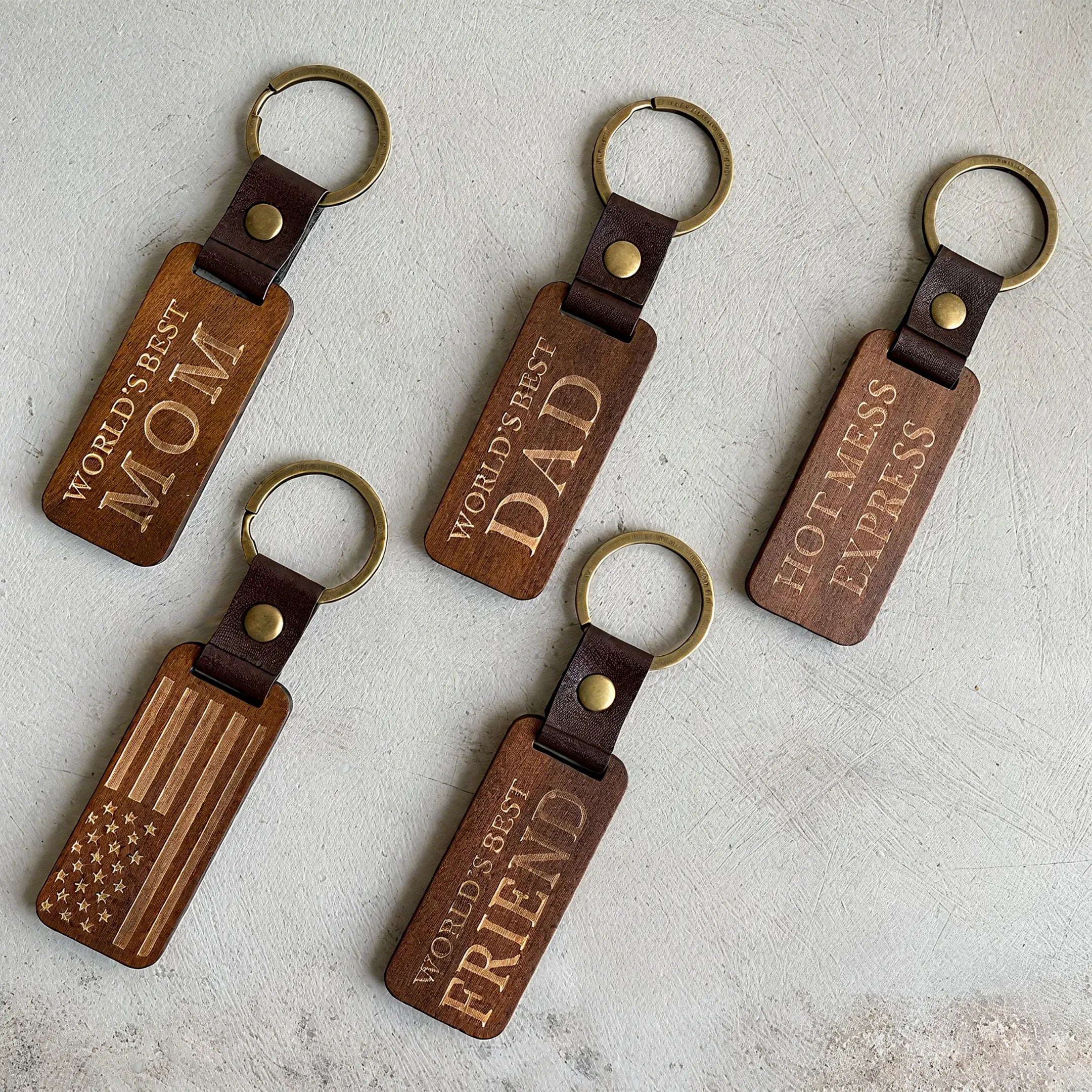 ComMarker Rectangular Walnut Keychain (10pcs)