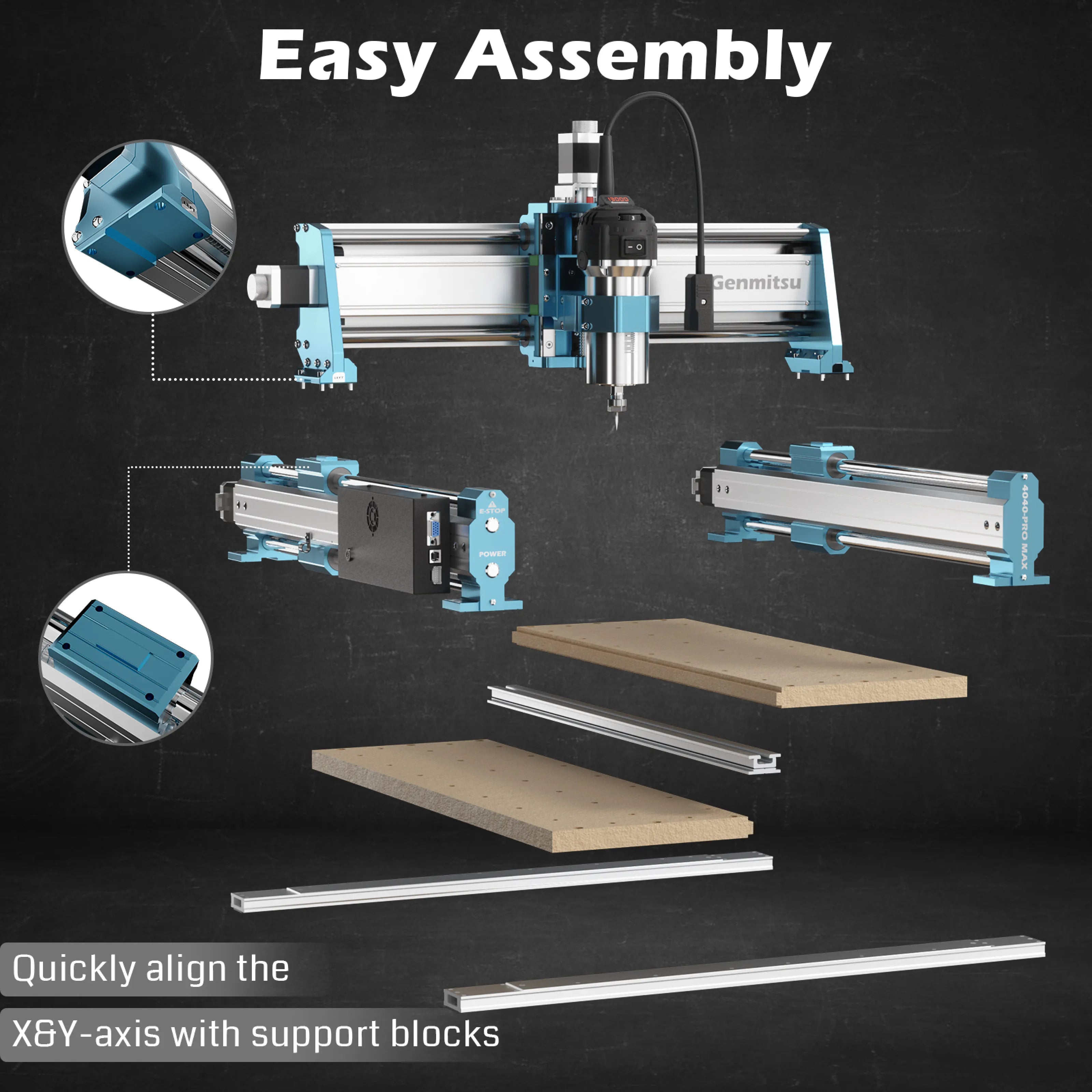 4040-PRO MAX CNC Router Machine, 710W Trimmer & Linear Rail Driven, Enhanced XZ Axis SainSmart.com