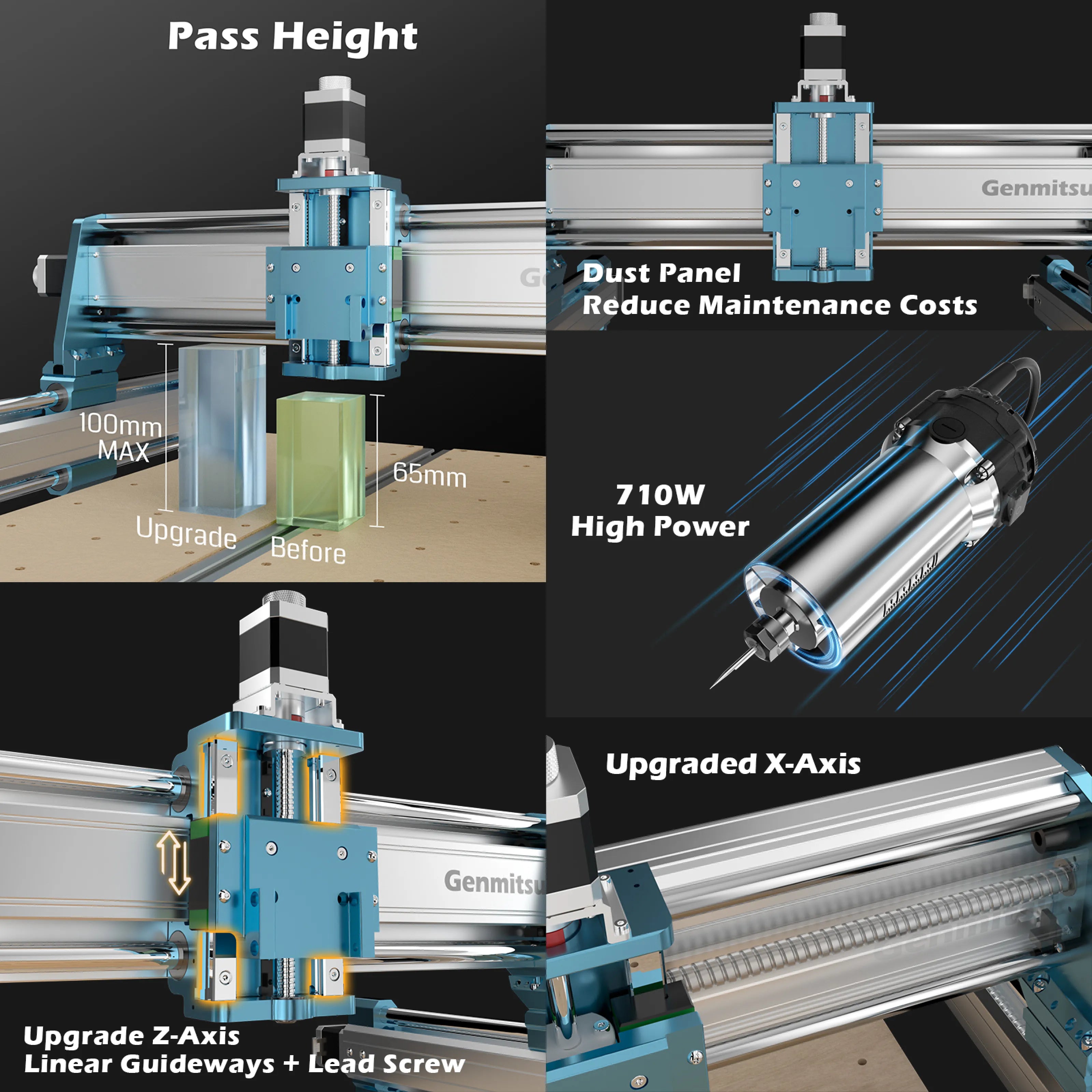 4040-PRO MAX CNC Router Machine, 710W Trimmer & Linear Rail Driven, Enhanced XZ Axis SainSmart.com