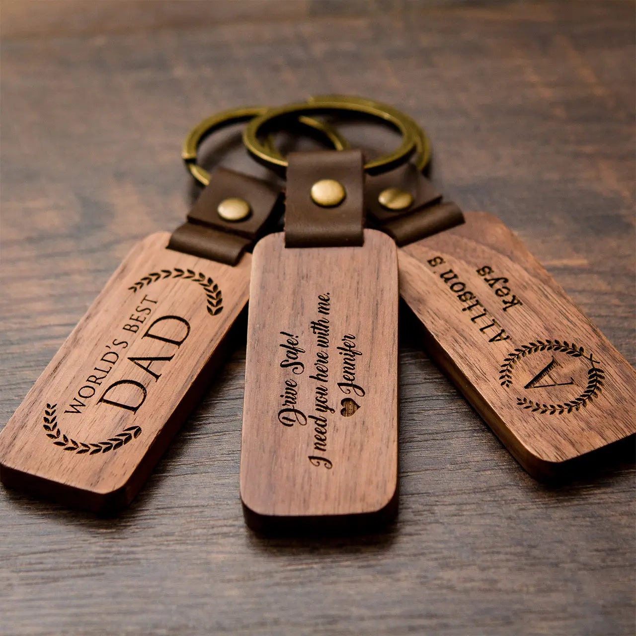 ComMarker Rectangular Walnut Keychain (10pcs)
