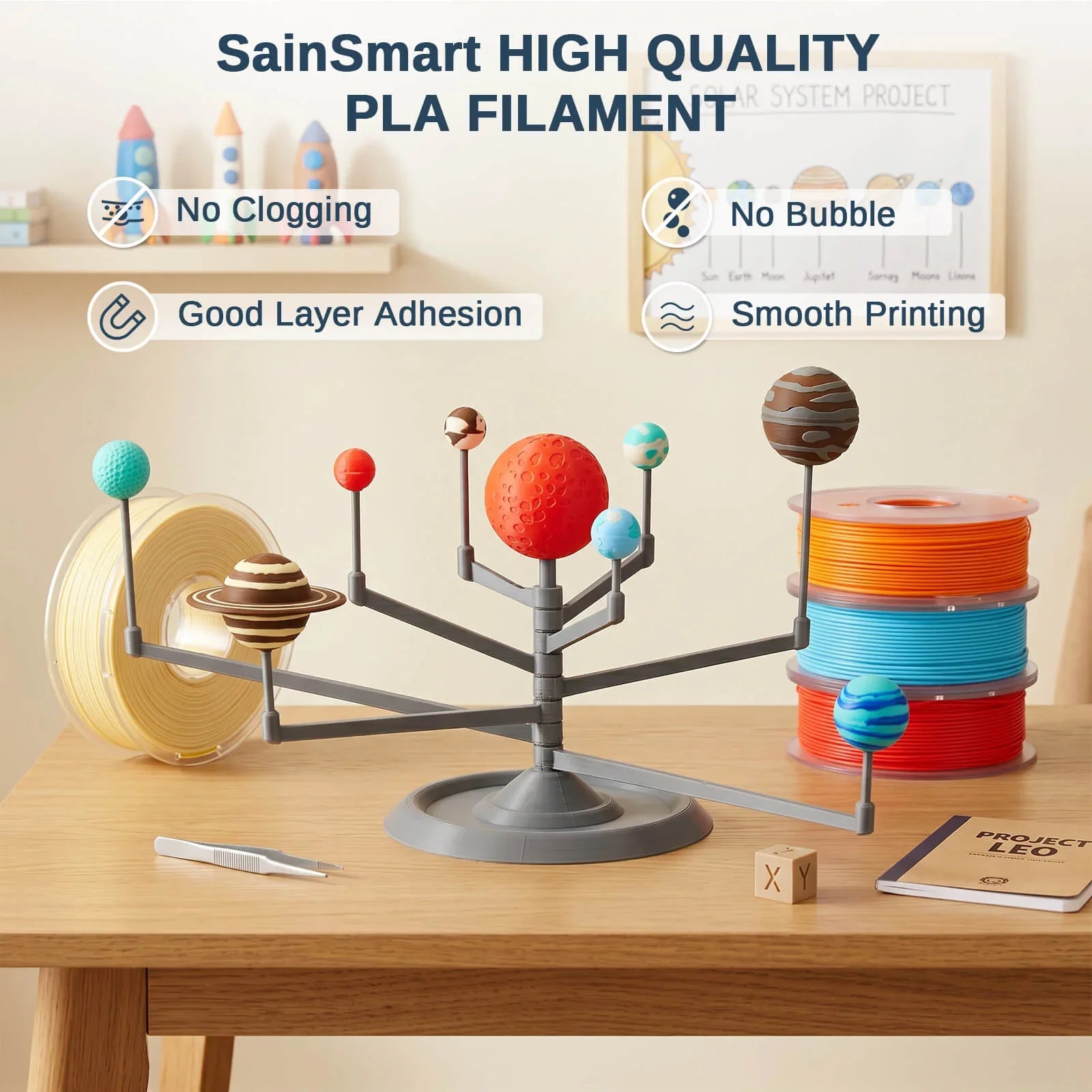 PLA Filament 1.75mm, Planet Explorer 8-Color Mini Spool Bundle, 250g Each, High-Speed PLA, +/-0.02mm Accuracy, Easy-to-Print, Compatible with Most FDM 3D Printers SainSmart.com
