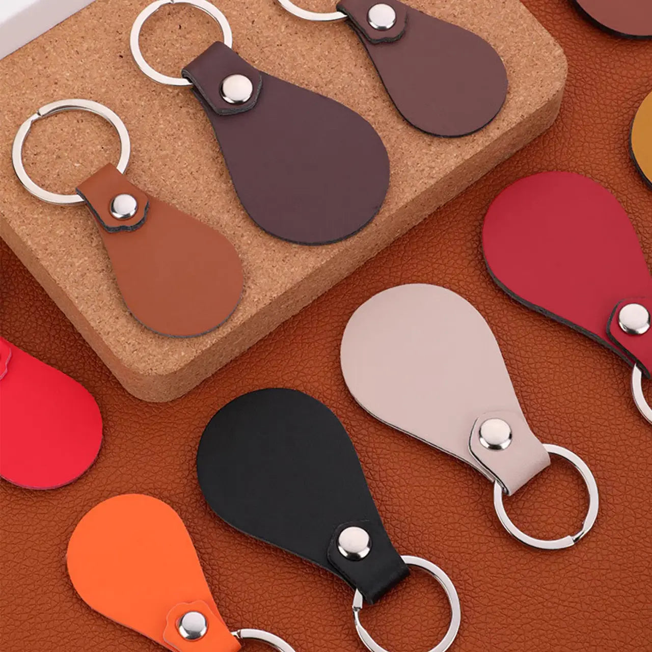 ComMarker Black PU Leather Keychains (10pcs)