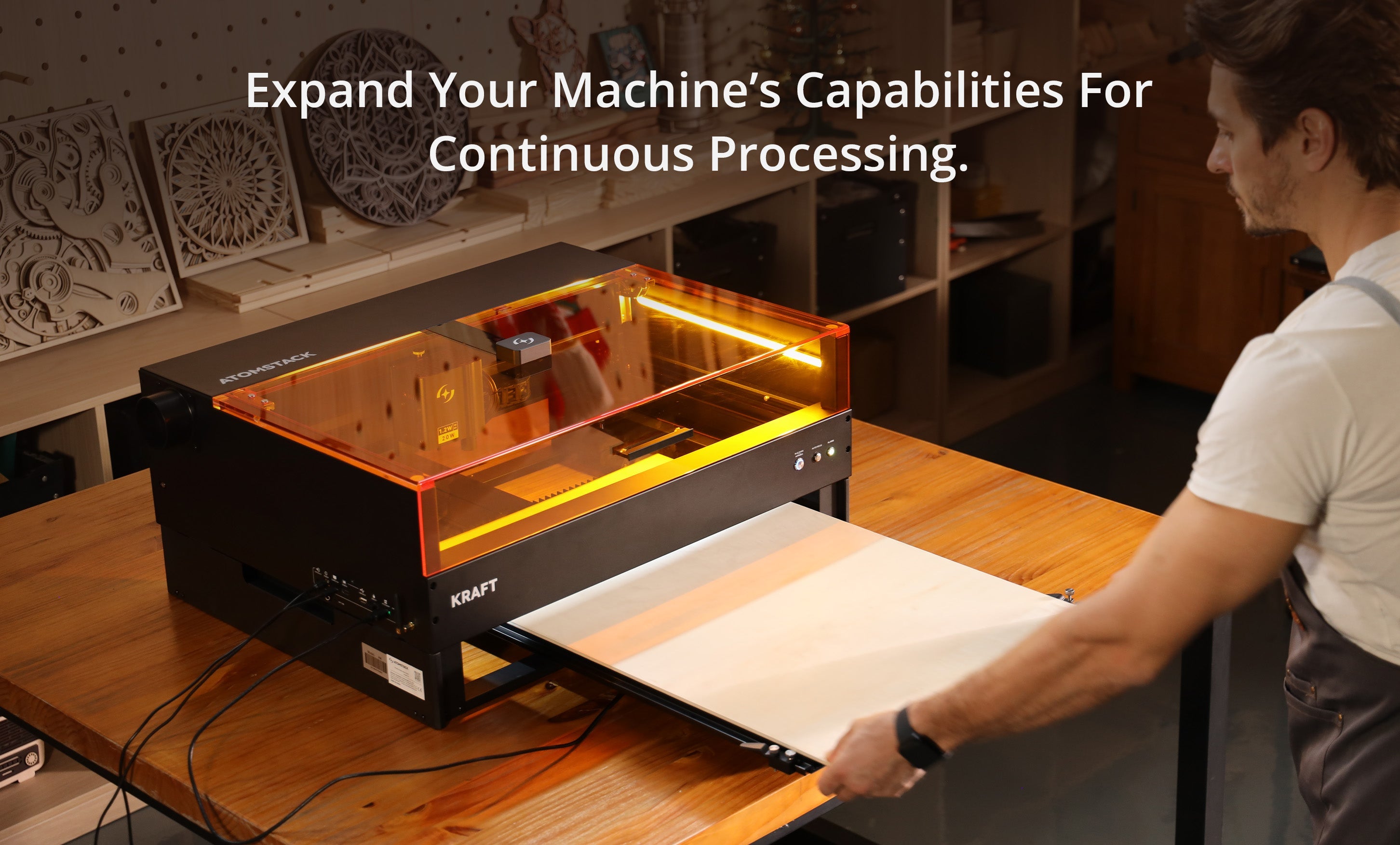 AtomStack H4 Riser Base (KRAFT Edition) – Height Expansion System for Kraft Laser Engraving