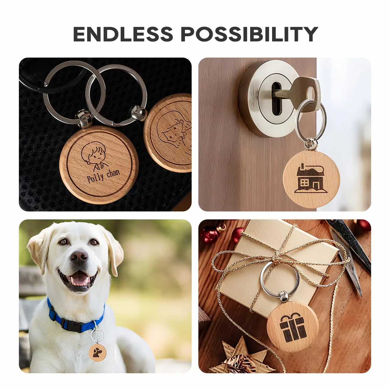 ComMarker Round Wooden Keychain (10pcs)