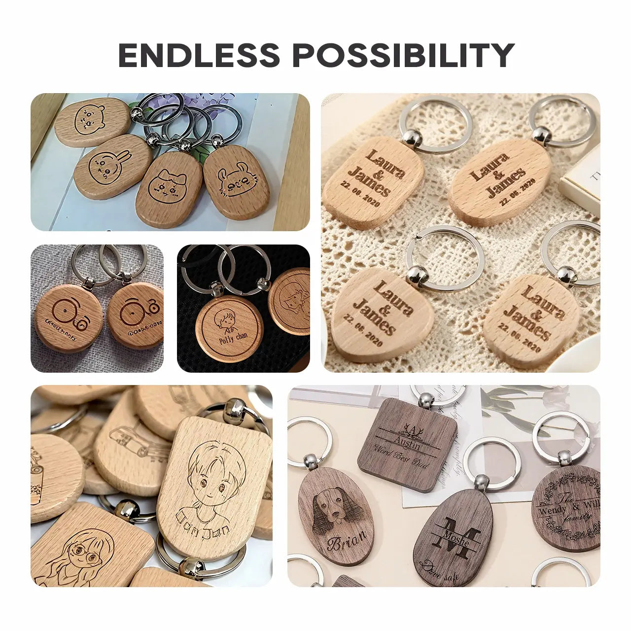 ComMarker Heart Wooden Keychain (10pcs)