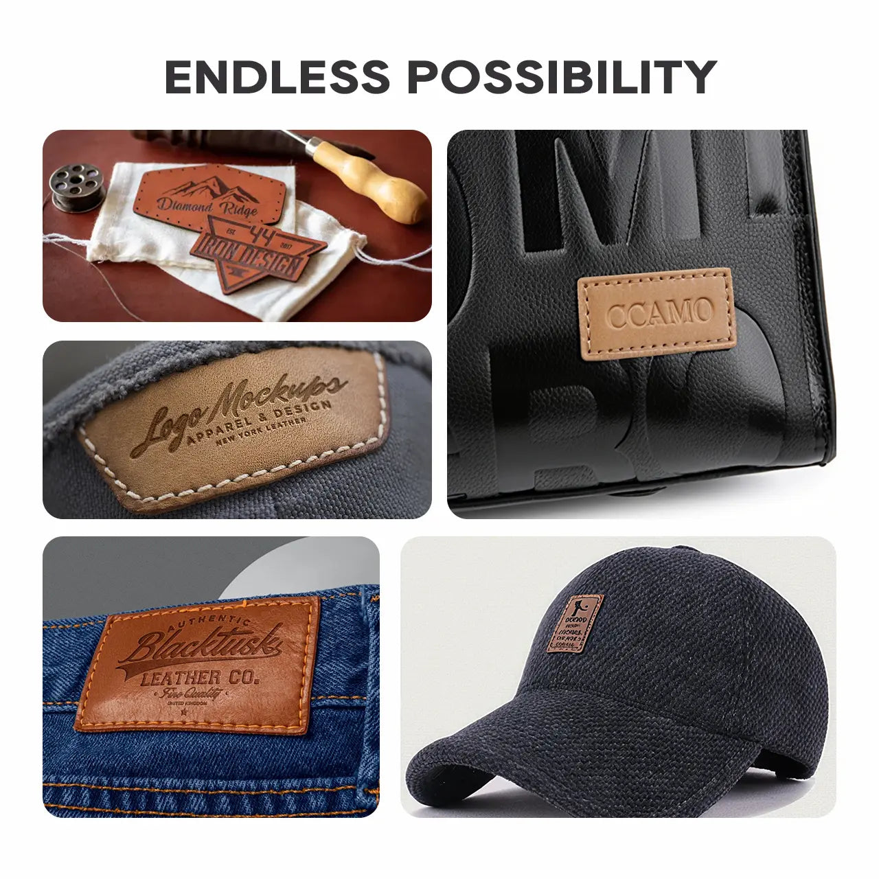 ComMarker Black Oval PU Leather Nameplate (10pcs)