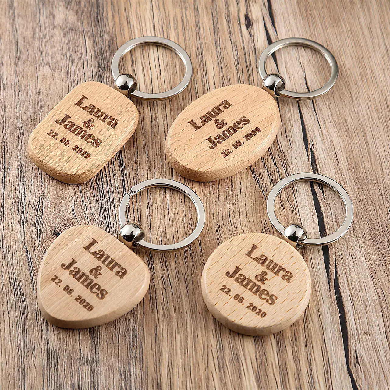 ComMarker Rectangular Wooden Keychain (10pcs)