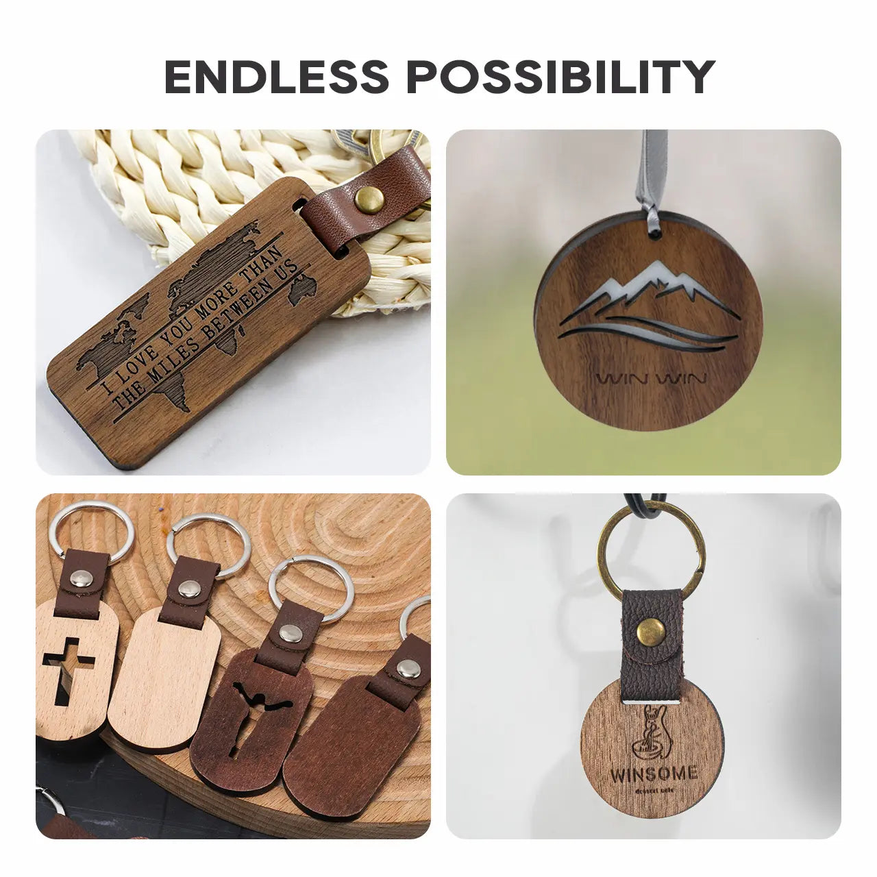 ComMarker Round Walnut Keychain (10pcs)