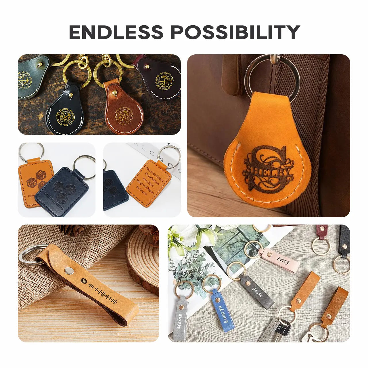 ComMarker Black PU Leather Keychains (10pcs)