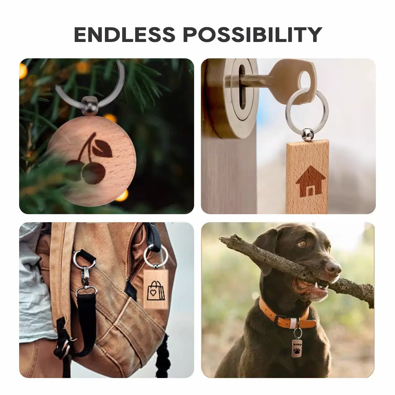 ComMarker Rectangular Wooden Keychain (10pcs)