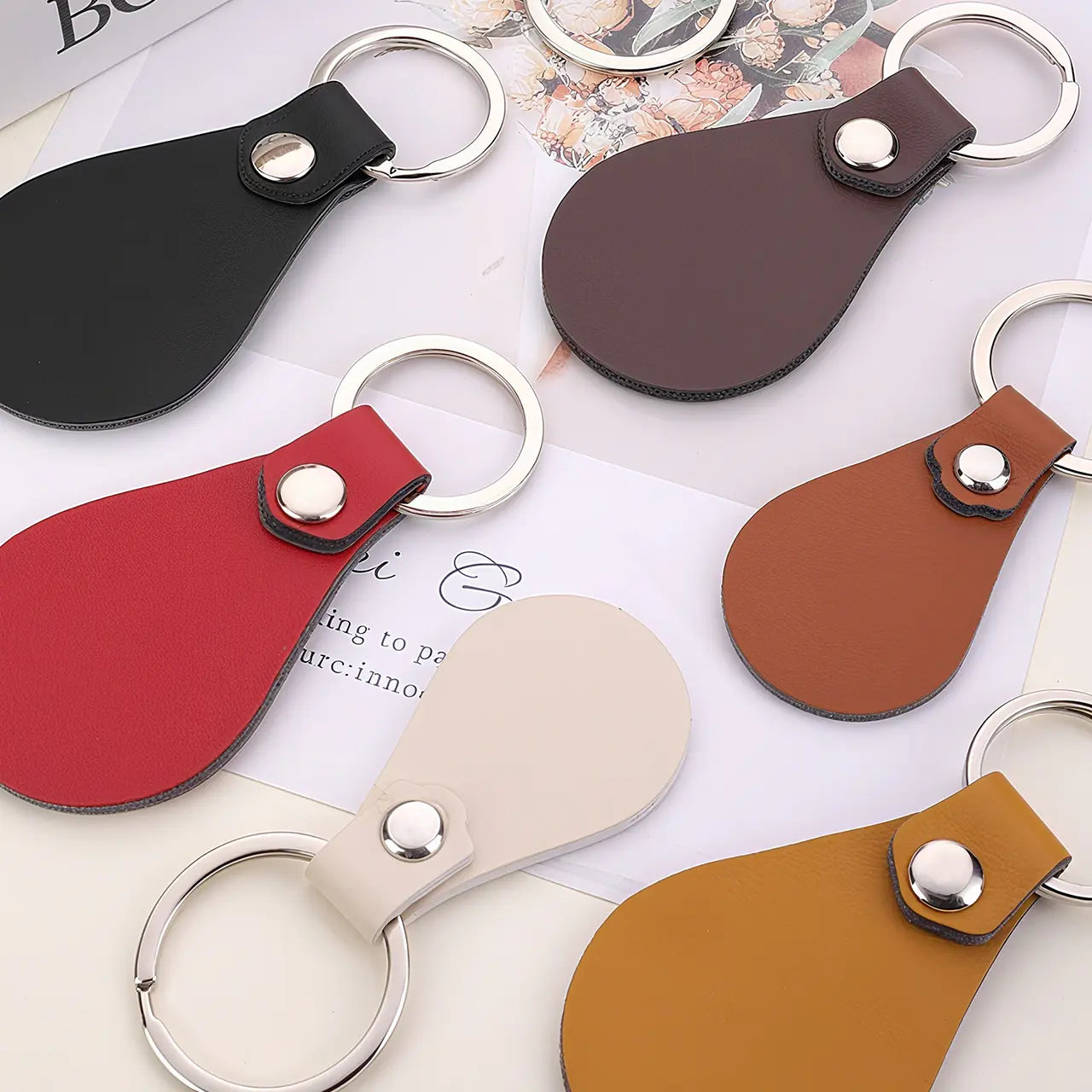 ComMarker Dark Red PU Leather Keychains (10pcs)