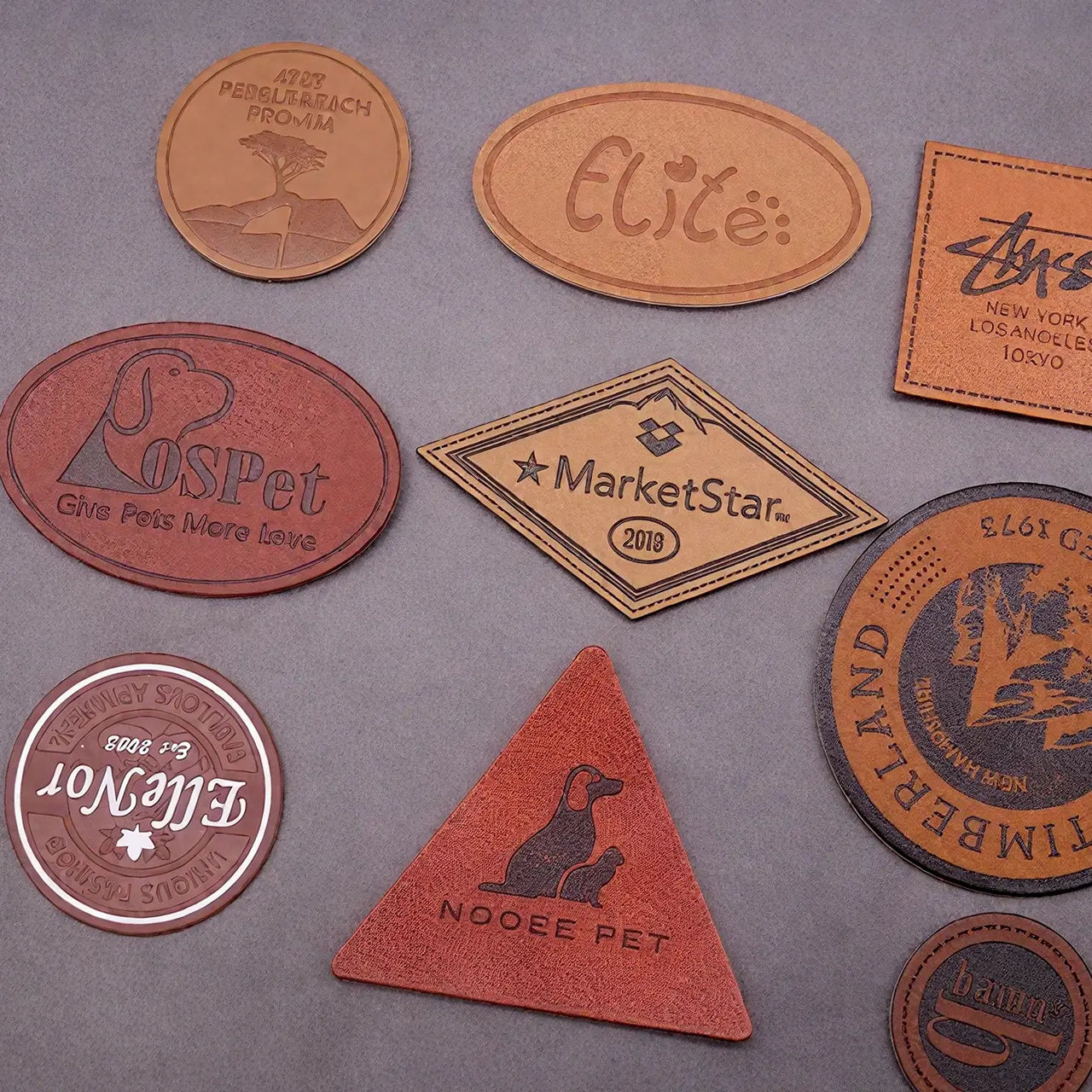 ComMarker Brown Oval PU Leather Nameplate (10pcs)