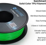 SainSmart Neon Green Cyberpunk TPU Filament – 1.75mm, 0.8kg (1.76 lb), 95A Shore Hardness SainSmart.com