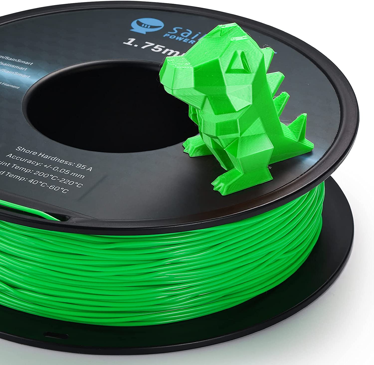 Neon Green, Cyberpunk Color TPU Filament 1.75mm 0.8kg/1.76lb SainSmart.com